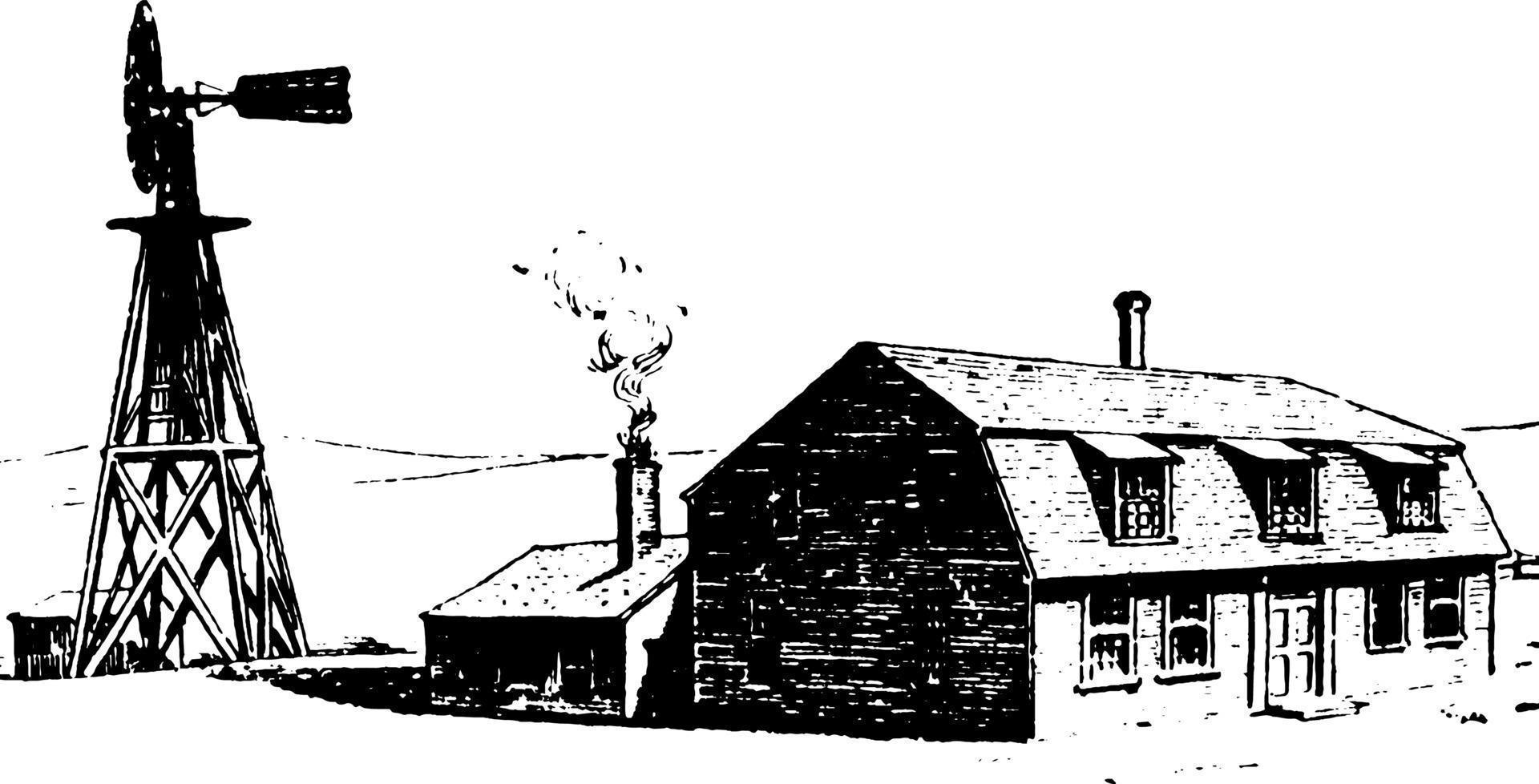 casa de fazenda, ilustração vintage. vetor