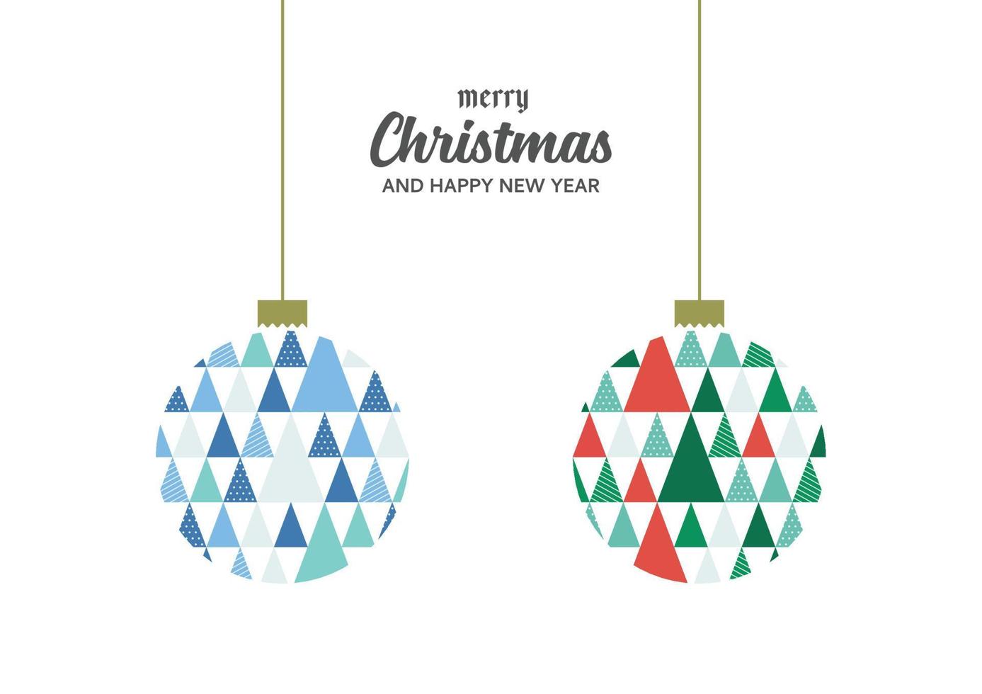 bolas de feliz natal com padrão de triângulo colorido vetor
