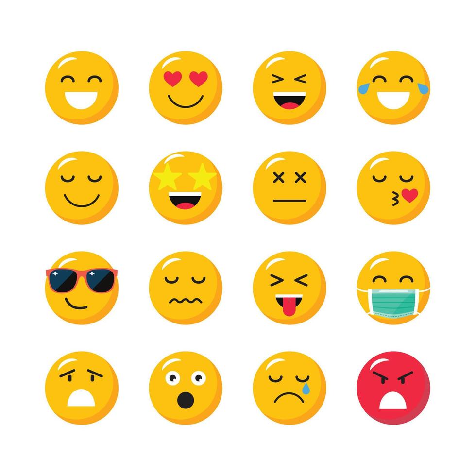 conjunto de emoticons de desenho animado vetor