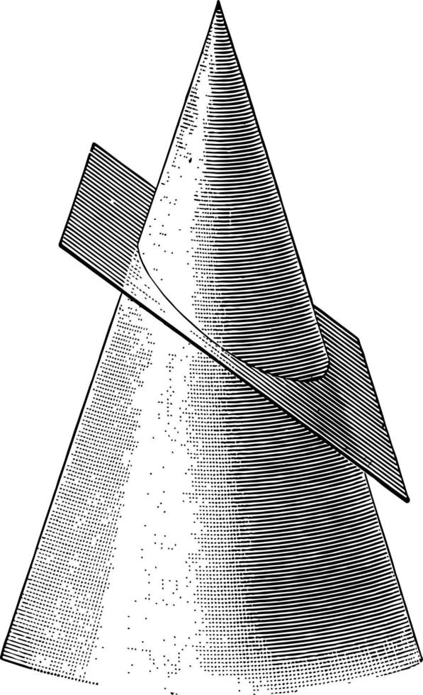 seção cônica mostrando uma ilustração vintage de elipse. vetor