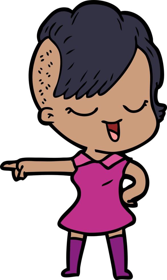 doodle personagem desenho animado garota feliz vetor