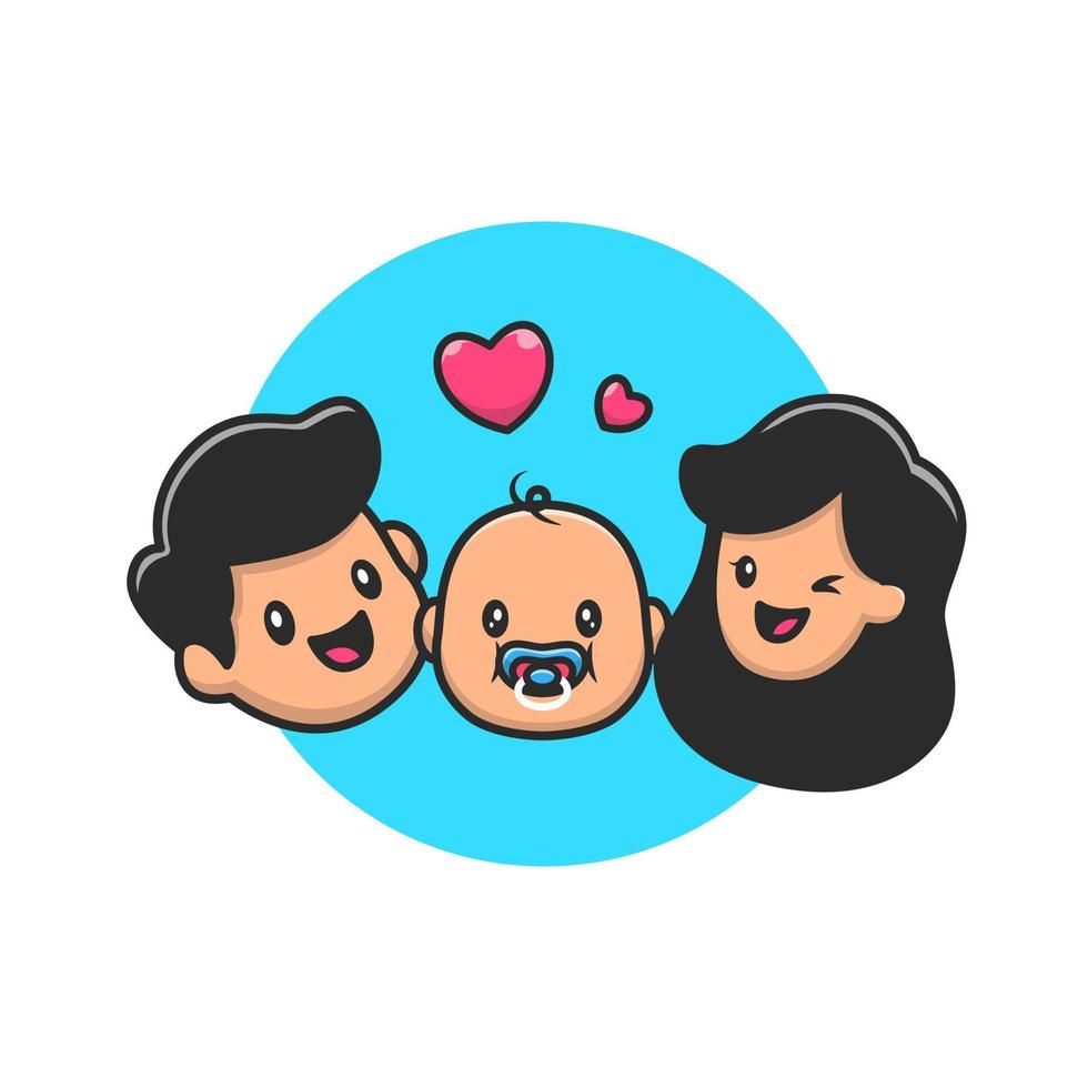 pai, bebê e mãe dos desenhos animados ícone ilustração vetorial. pessoas família ícone conceito isolado vetor premium. estilo de desenho animado plano