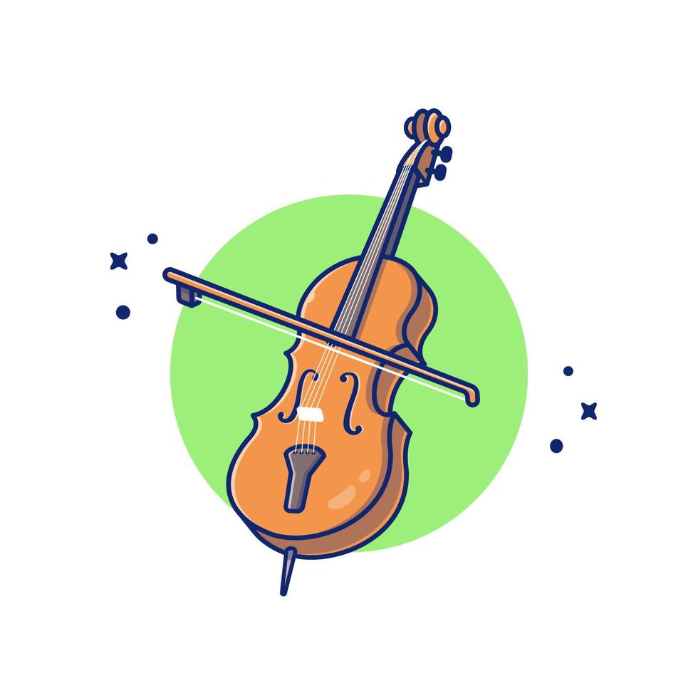 ilustração de ícone de vetor violoncelo violino dos desenhos animados. conceito de ícone de instrumento musical isolado vetor premium. estilo de desenho animado plano