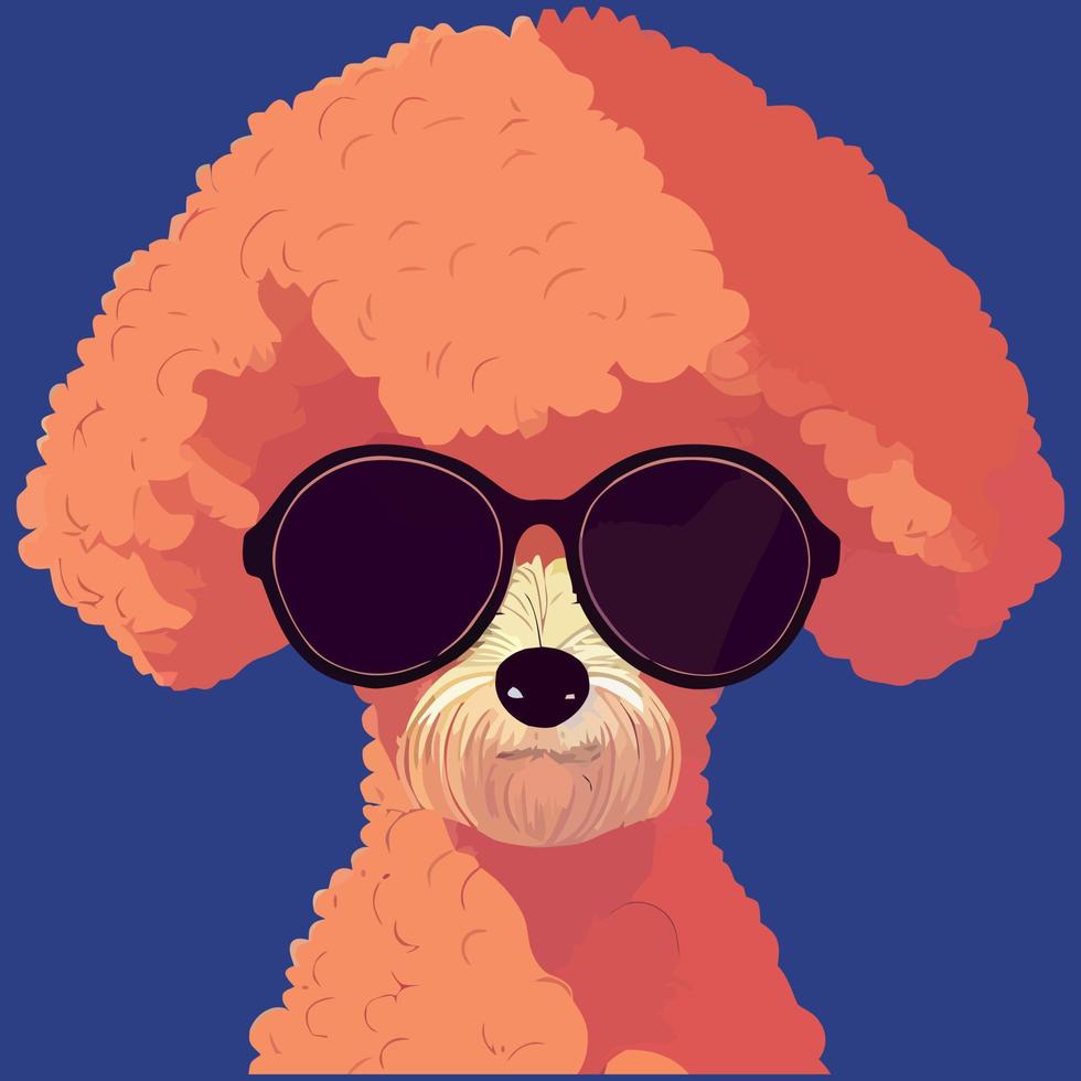 gráfico de ilustração vetorial de poodle usando óculos escuros isolado bom para ícone, mascote, imprimir ou personalizar seu design vetor