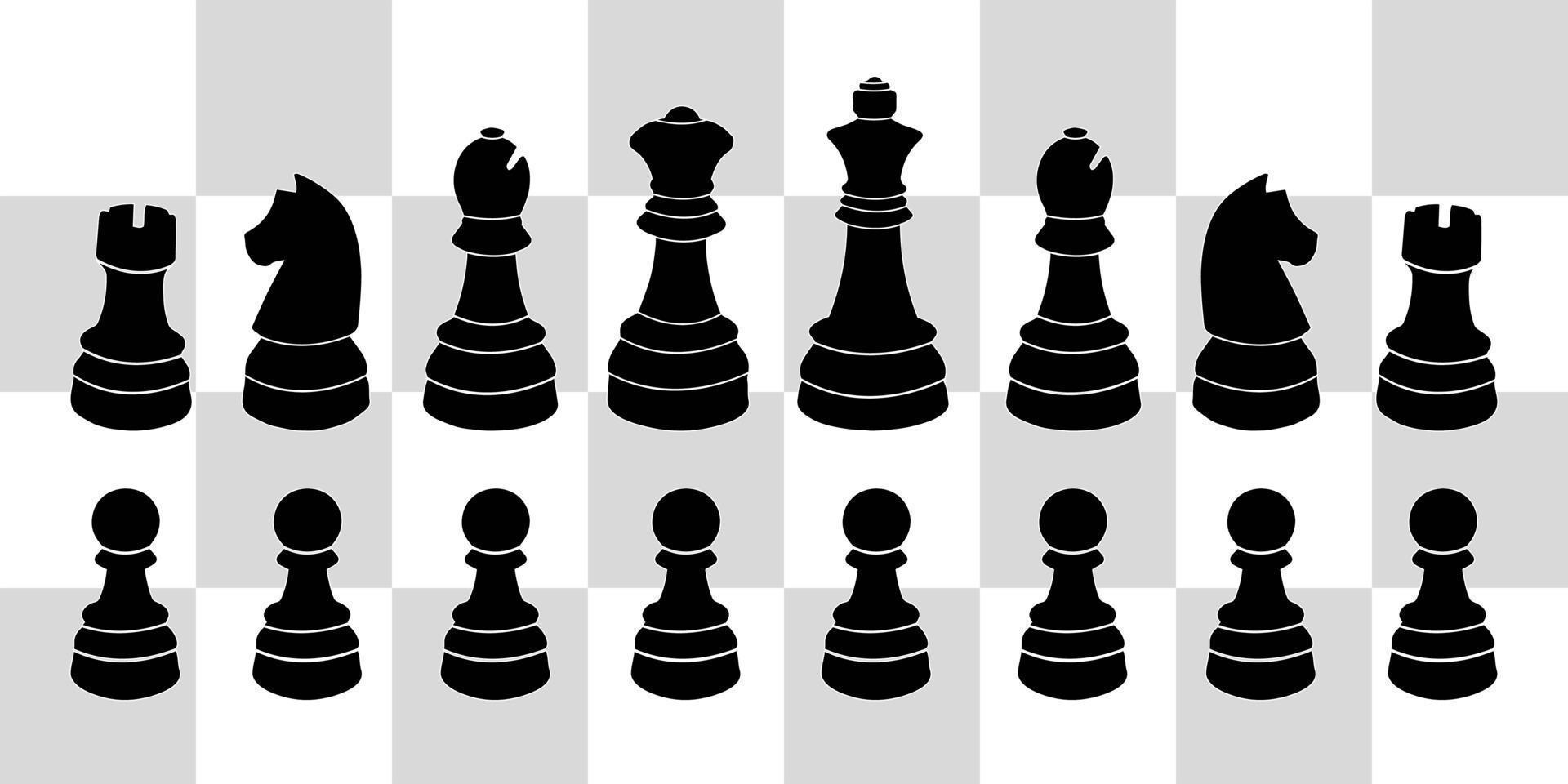 conjunto de silhueta de vetor de peças de xadrez