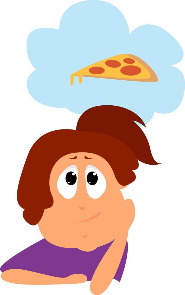 sonhador de pizza, ilustração, vetor em fundo branco.