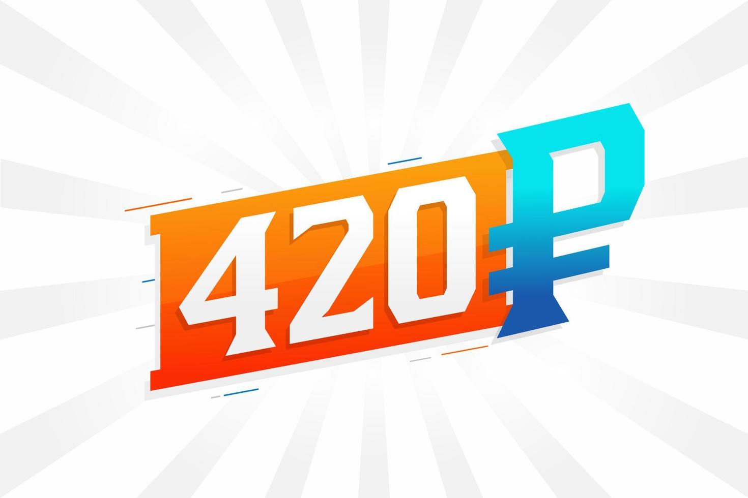 Imagem de vetor de texto em negrito símbolo de 420 rublos. ilustração vetorial de sinal de moeda de 420 rublos russos