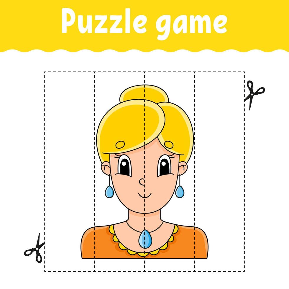 Ilustração dos desenhos animados do jogo de quebra-cabeça para