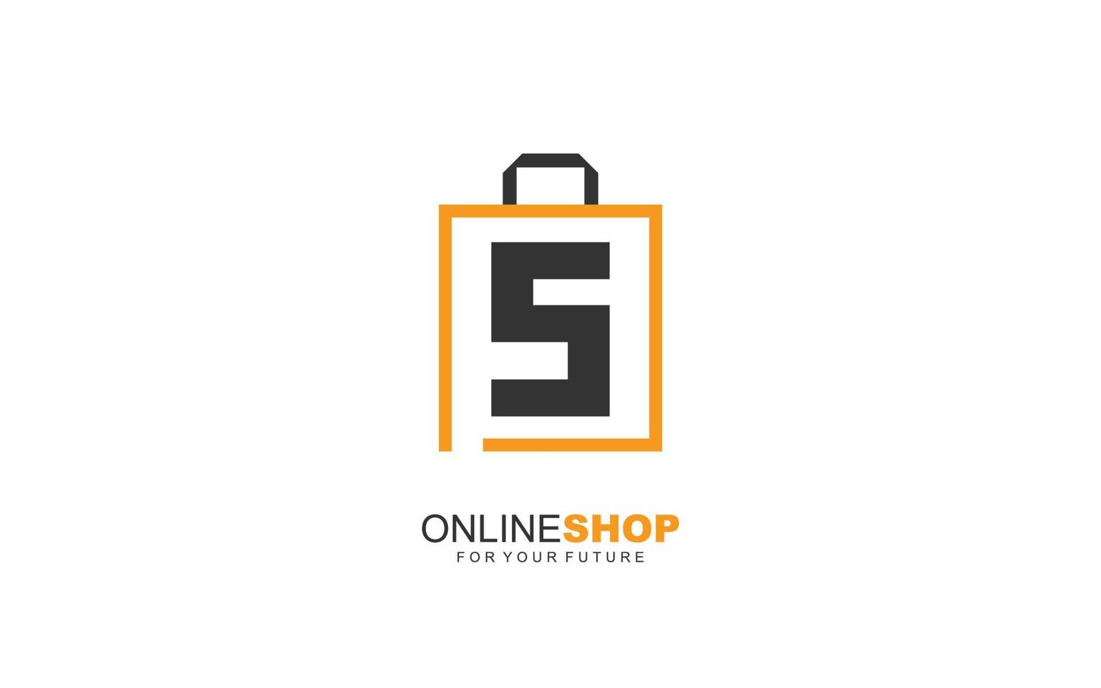 s logo onlineshop para empresa de branding. ilustração vetorial de modelo de bolsa para sua marca. vetor