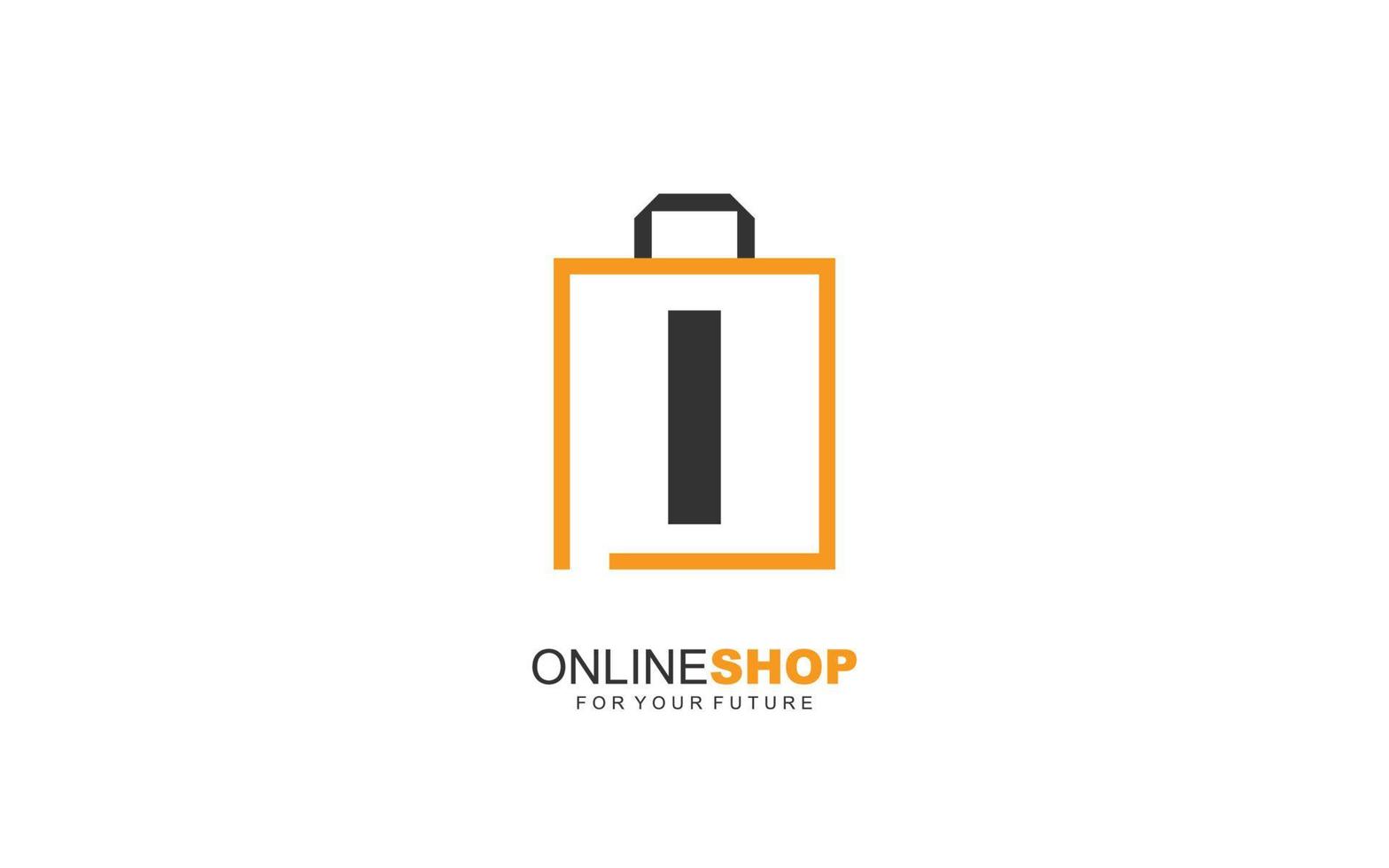 i logo onlineshop para empresa de branding. ilustração vetorial de modelo de bolsa para sua marca. vetor