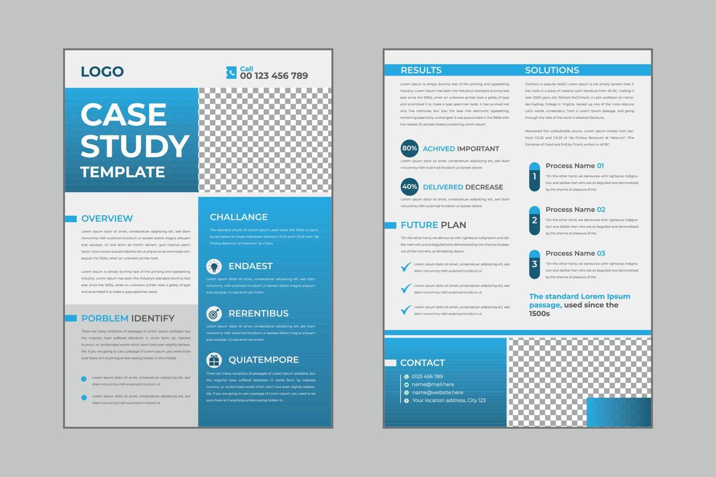 design de modelo de folheto de estudo de caso para projeto de negócios corporativos com maquete vetor