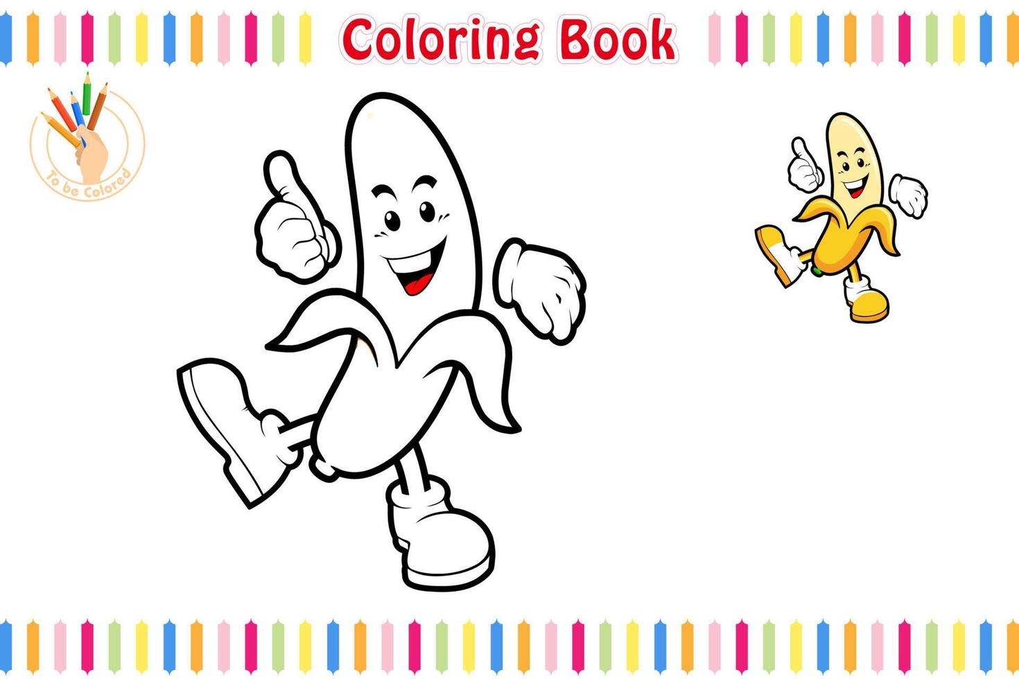 livro de colorir com um estilo de desenho animado de frutas, ilustração em vetor de planilha para impressão de jogo educacional para crianças