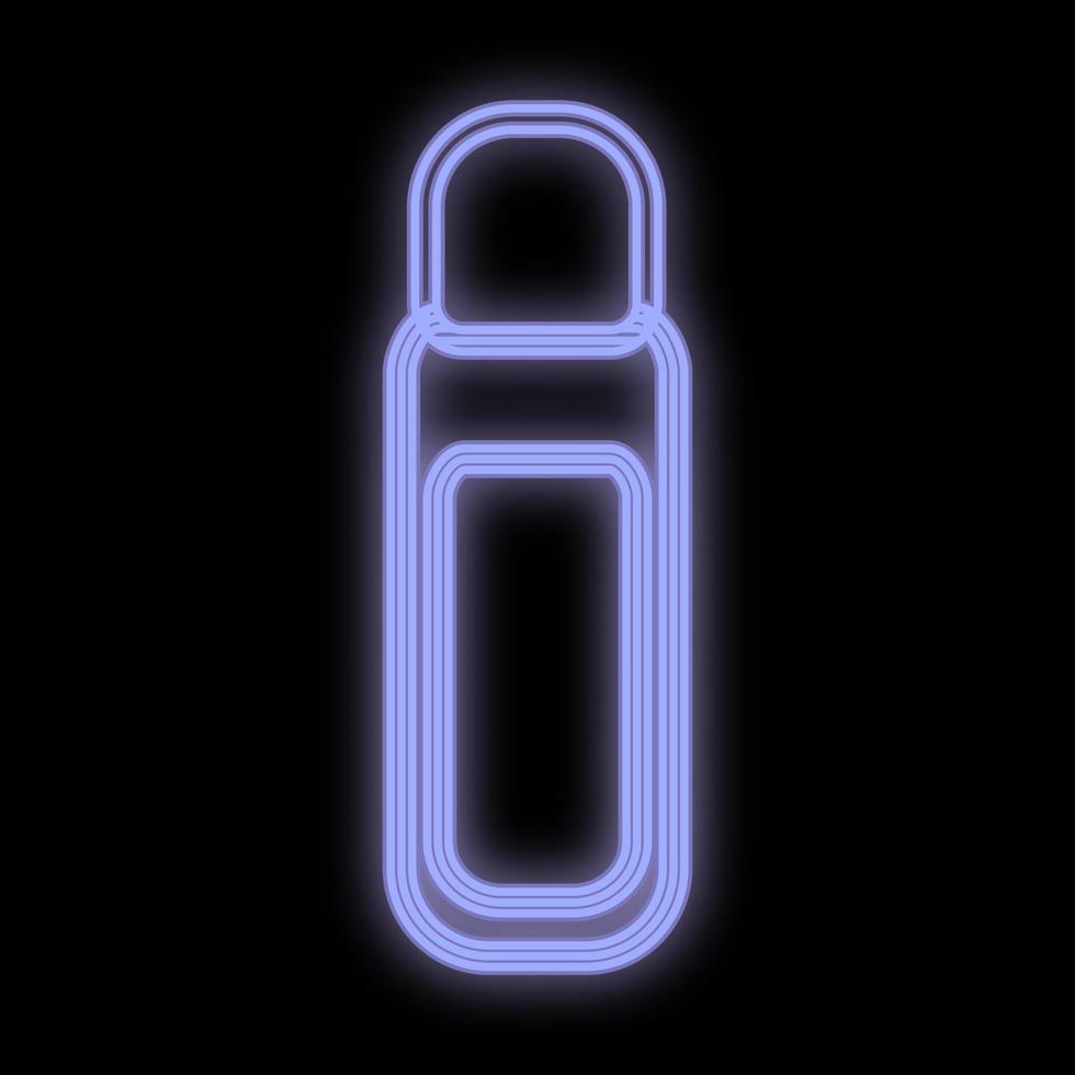 flash drive neon azul brilhante em um fundo preto. cartão flash para transferir informações para várias mídias digitais. preservação e divulgação da informação. segurança de dados. ilustração vetorial vetor