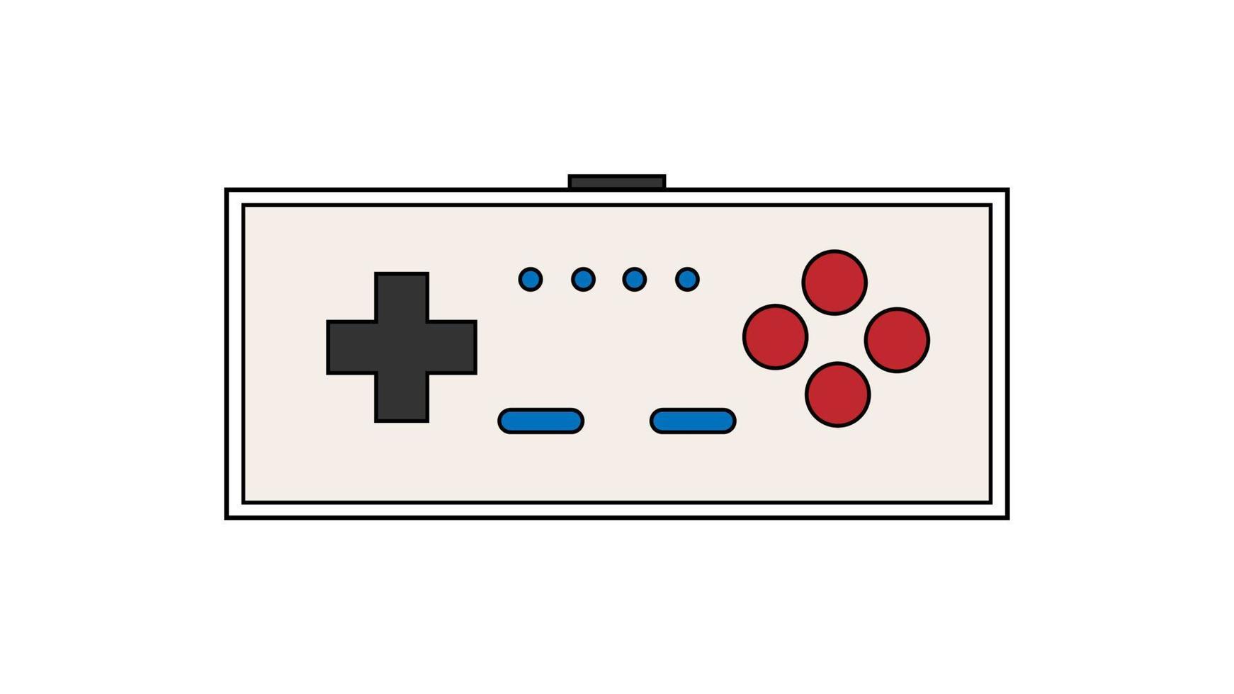 joystick de hipster vintage retrô antigo com botões para console de videogame para jogadores dos anos 70, 80, 90. lindo ícone branco. ilustração vetorial vetor