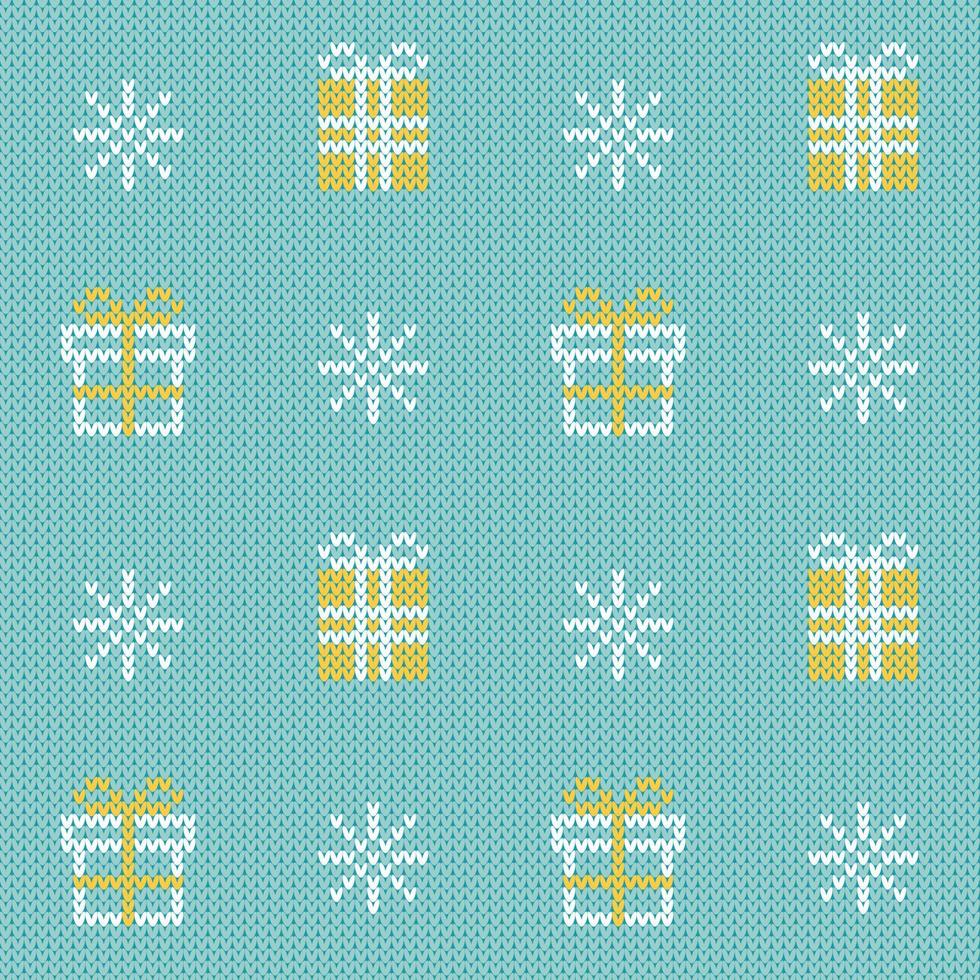 caixa de presente de camisola de natal e padrão de floco de neve. vetor