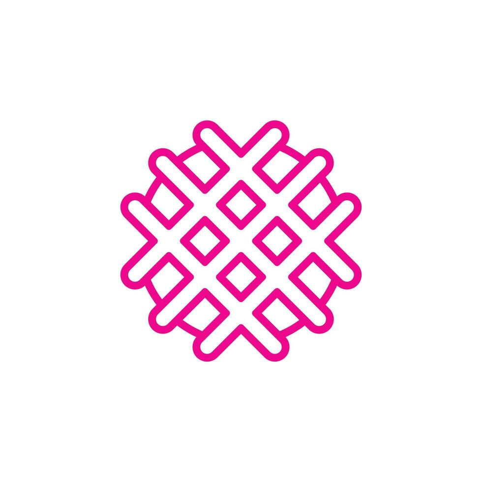 eps10 rosa vector waffle ícone arte linha abstrata isolado no fundo branco. símbolo de contorno de waffle em um estilo moderno simples e moderno para o design do seu site, logotipo e aplicativo móvel