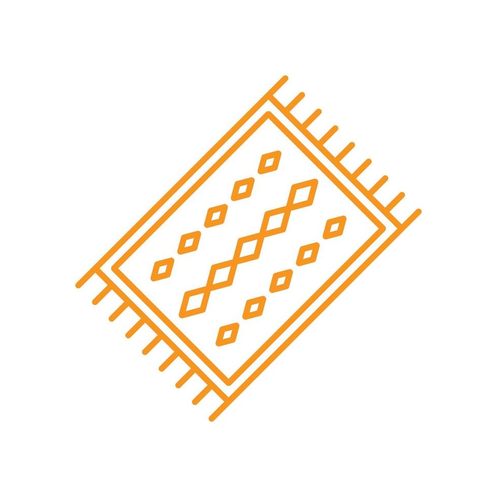 eps10 laranja vector peru tapete abstrato linha arte ícone isolado no fundo branco. símbolo de contorno do tapete de oração em um estilo moderno simples e moderno para o design do seu site, logotipo e aplicativo móvel