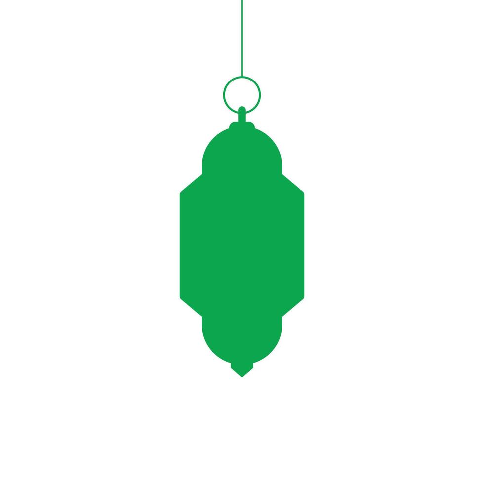 eps10 verde vetor ramadan lanterna ou ícone de arte sólida dangler isolado no fundo branco. símbolo de lanterna ou lâmpada em um estilo moderno simples e moderno para o design do seu site, logotipo e aplicativo móvel
