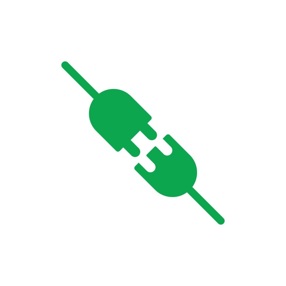 soquete elétrico de vetor verde eps10 com um ícone de arte sólido plug isolado no fundo branco. símbolo de desconexão em um estilo moderno simples e moderno para o design do site, logotipo e aplicativo móvel