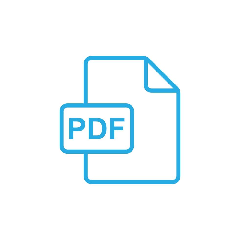 ícone de arte de linha de download de documento de vetor azul eps10 pdf isolado no fundo branco. símbolo de contorno de arquivo de formato pdf em um estilo moderno simples e moderno para o design do seu site, logotipo e aplicativo móvel