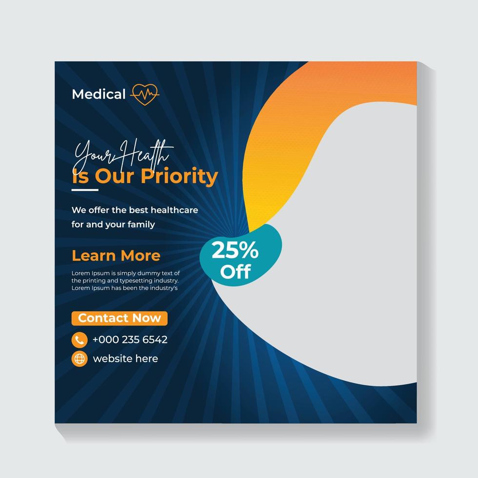 panfleto de saúde médica mídia social postar modelo de banner de promoção na web vetor