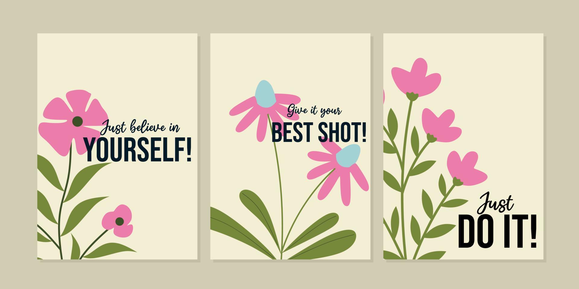 arte da parede motivacional quotes.hand desenhado leaves.beautiful e elegante design de flores. design minimalista para pôster, papel de parede, decoração de parede, interior, capa, cartão postal vetor