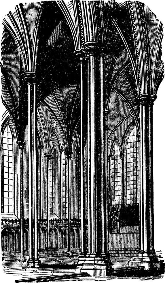 Catedral de salisbury estilo inglês precoce, ilustração vintage. vetor