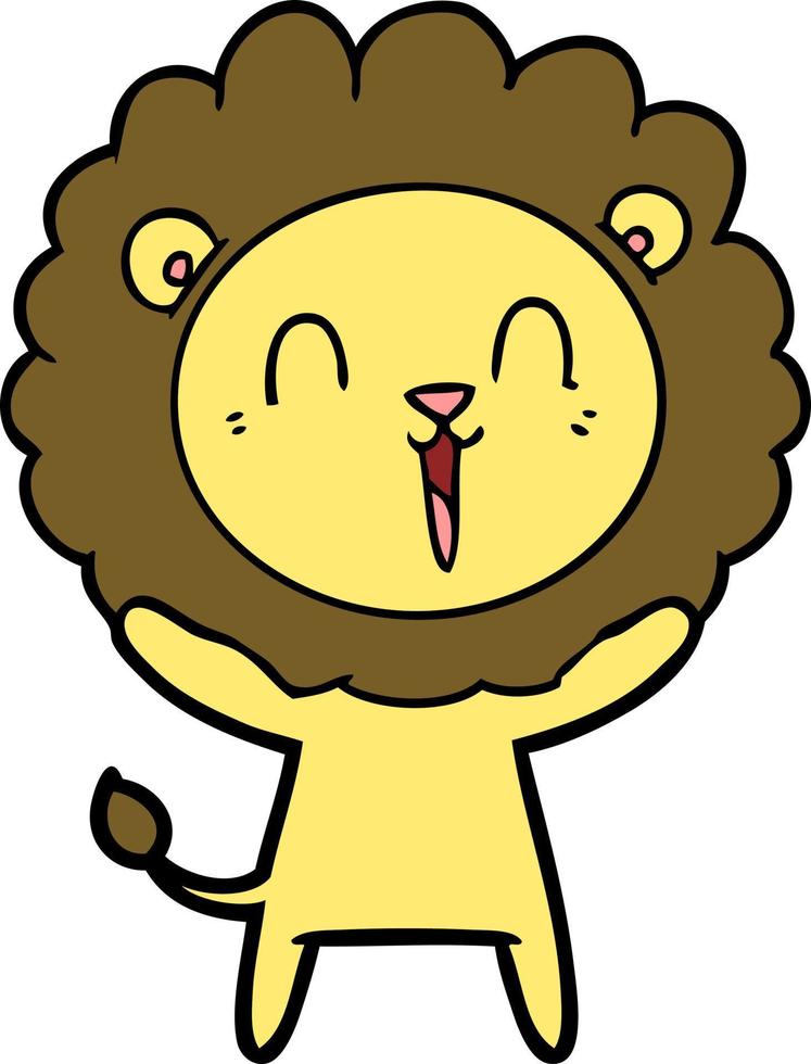 desenho animado leão feliz vetor