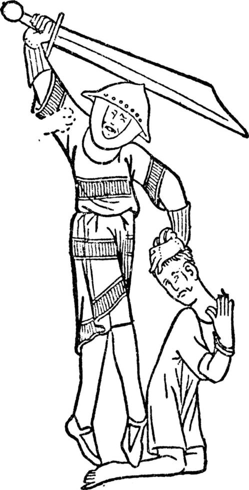 cavaleiro e cativo, ilustração vintage vetor