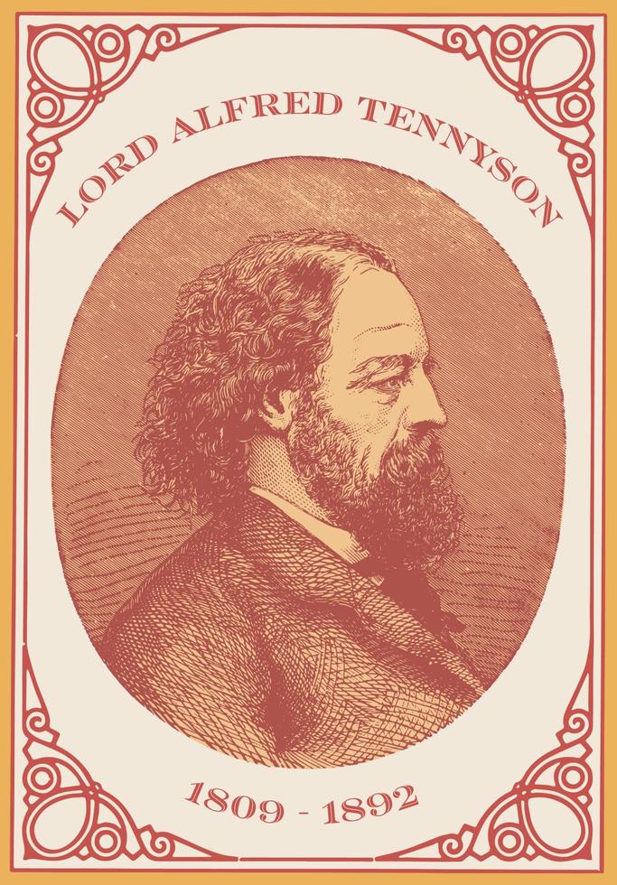 gravura vintage de lord alfred tennyson, poeta inglês e poeta laureado. vetor