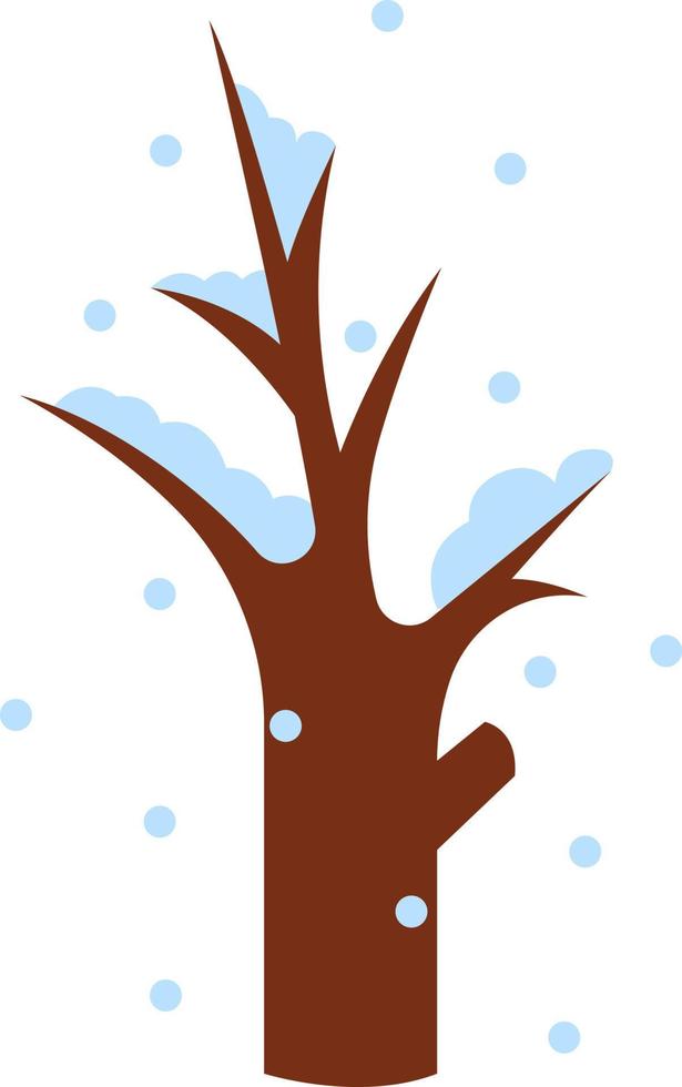 árvore no inverno, ilustração, vetor em fundo branco.