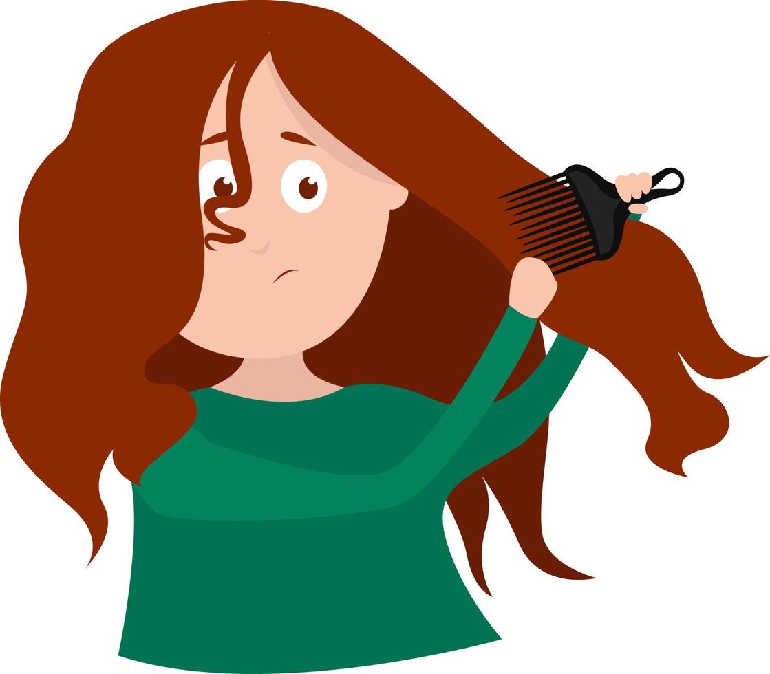 menina com cabelo vermelho, ilustração, vetor em fundo branco.