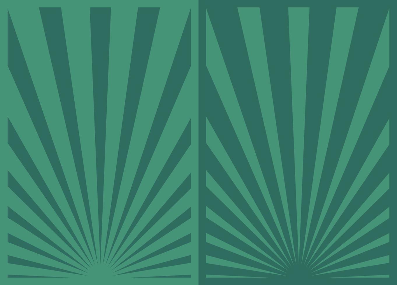 conjunto de 2 cartazes verticais inspirados em retro verde, fundos de férias, diferentes modelos de arte moderna diy promo sunburst. vetor