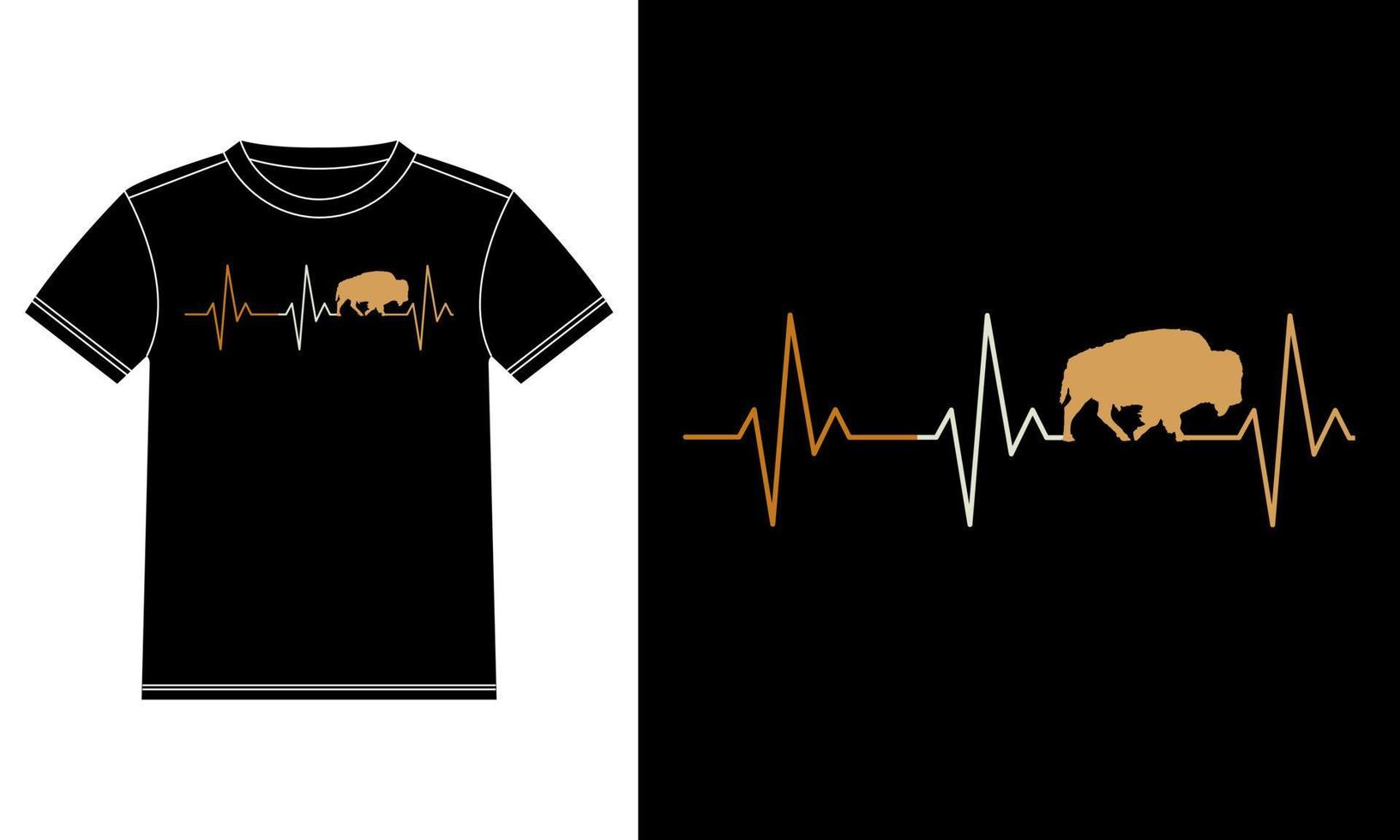 bisonte com design de t-shirt de batimentos cardíacos vetor