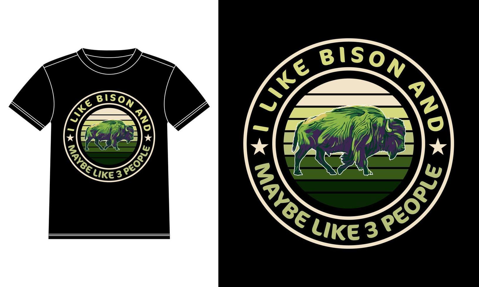 eu gosto de design de camiseta vintage de bison e talvez 3 pessoas vetor