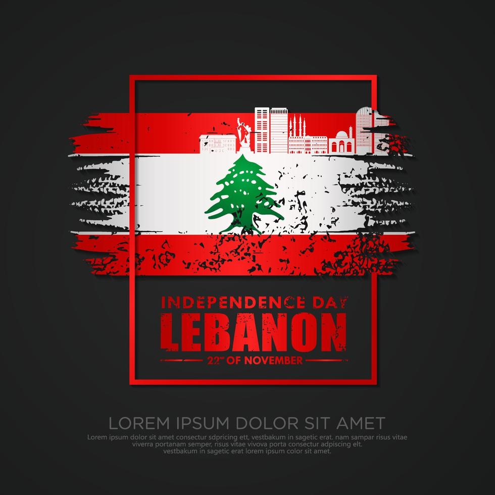 modelo de cartão de saudação do dia da independência do líbano vetor