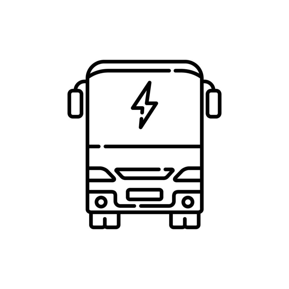 gráfico de vetor de ícone de linha de ônibus elétrico