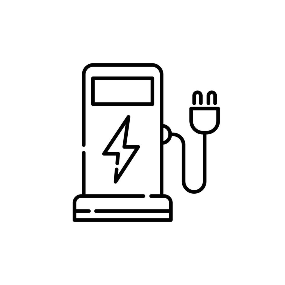 gráfico de vetor de ícone de linha de estação de carregamento elétrico