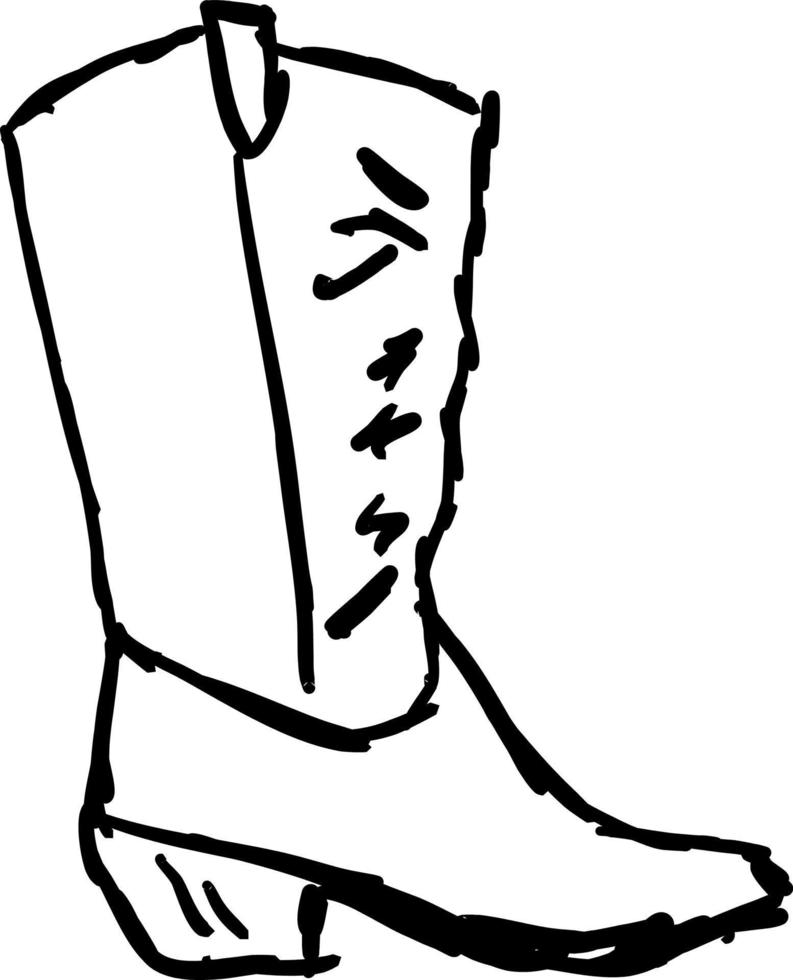 esboço de botas de cowboy, ilustração, vetor em fundo branco.