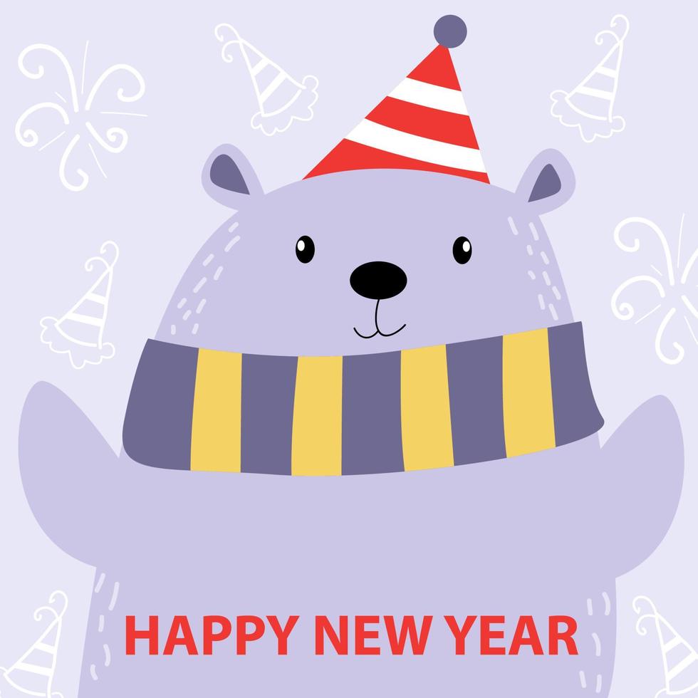 cartões de feliz natal e ano novo com personagens de animais fofos vetor
