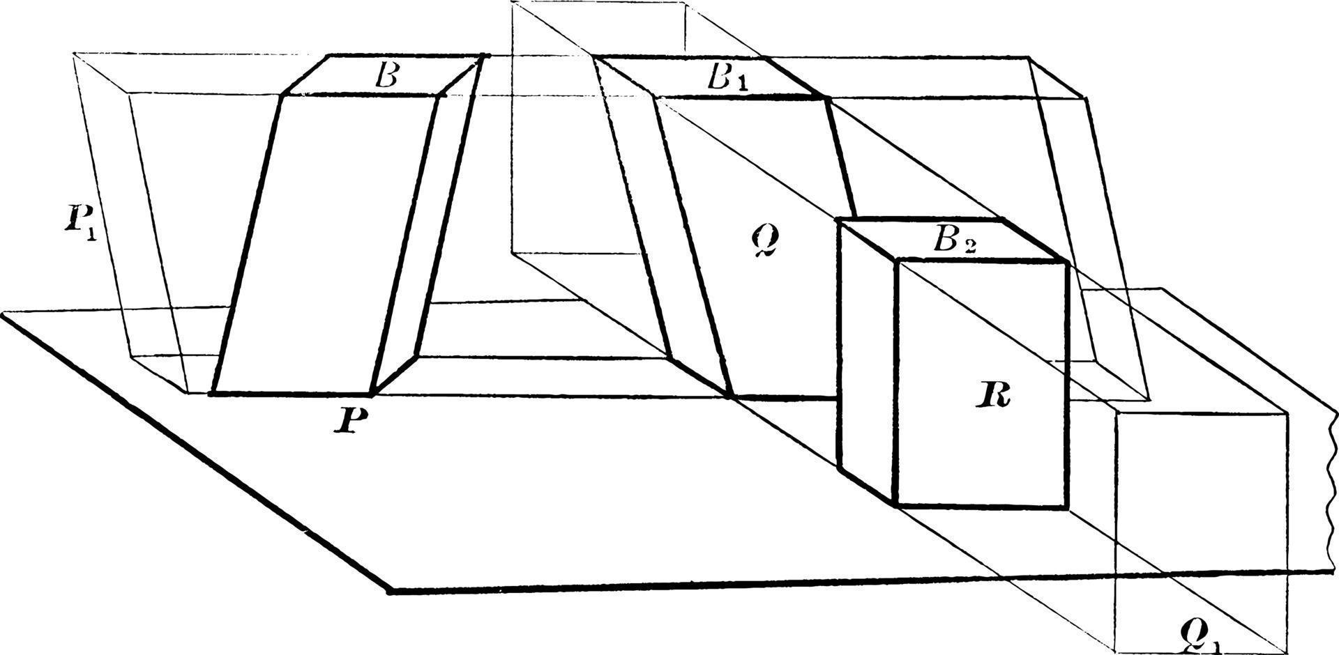 volume de paralelepípedo, ilustração vintage. vetor