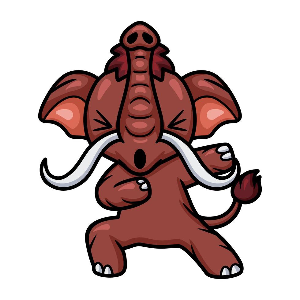 desenho de mamute bonitinho dançando vetor