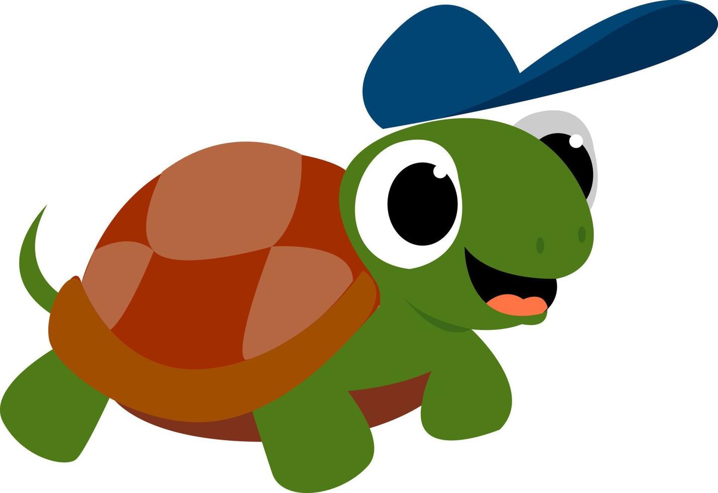 tartaruga com chapéu azul, ilustração, vetor em fundo branco.