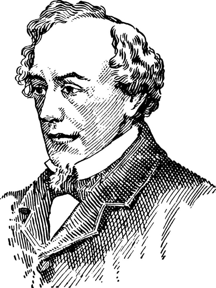 benjamin disraeli, ilustração vintage vetor