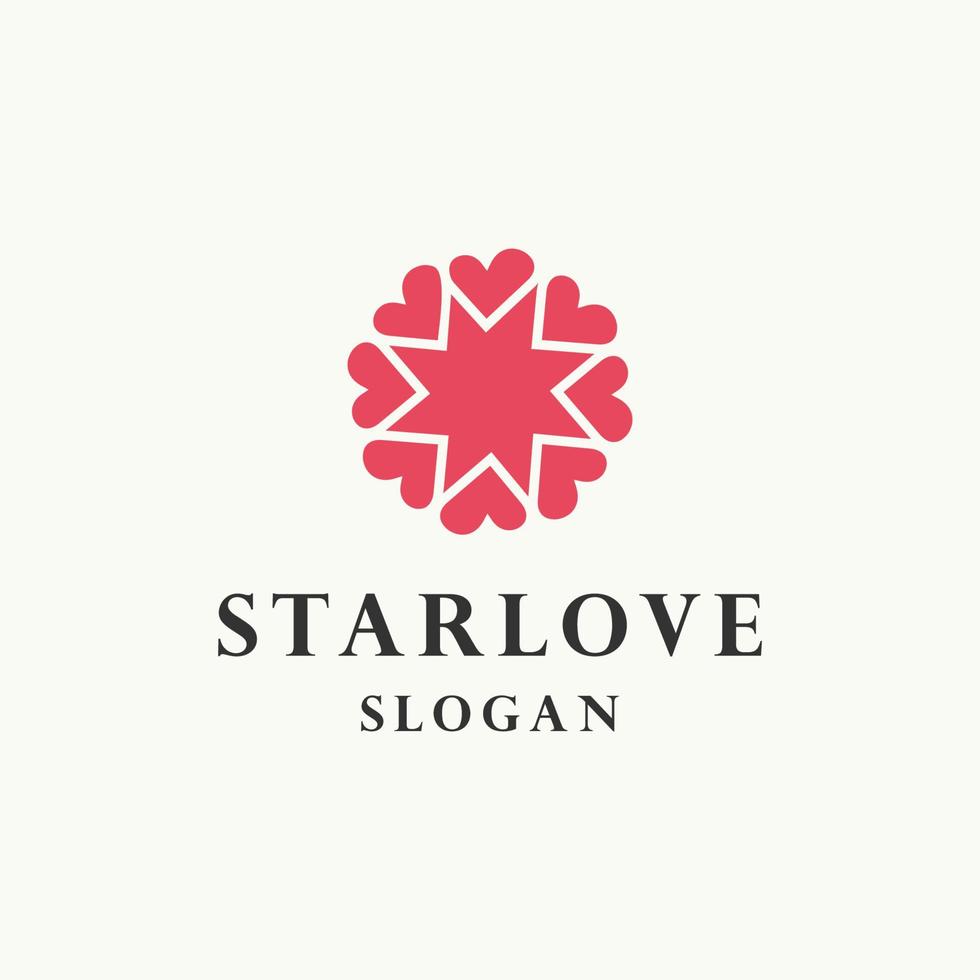 modelo de design plano de ícone de logotipo de amor estrela vetor