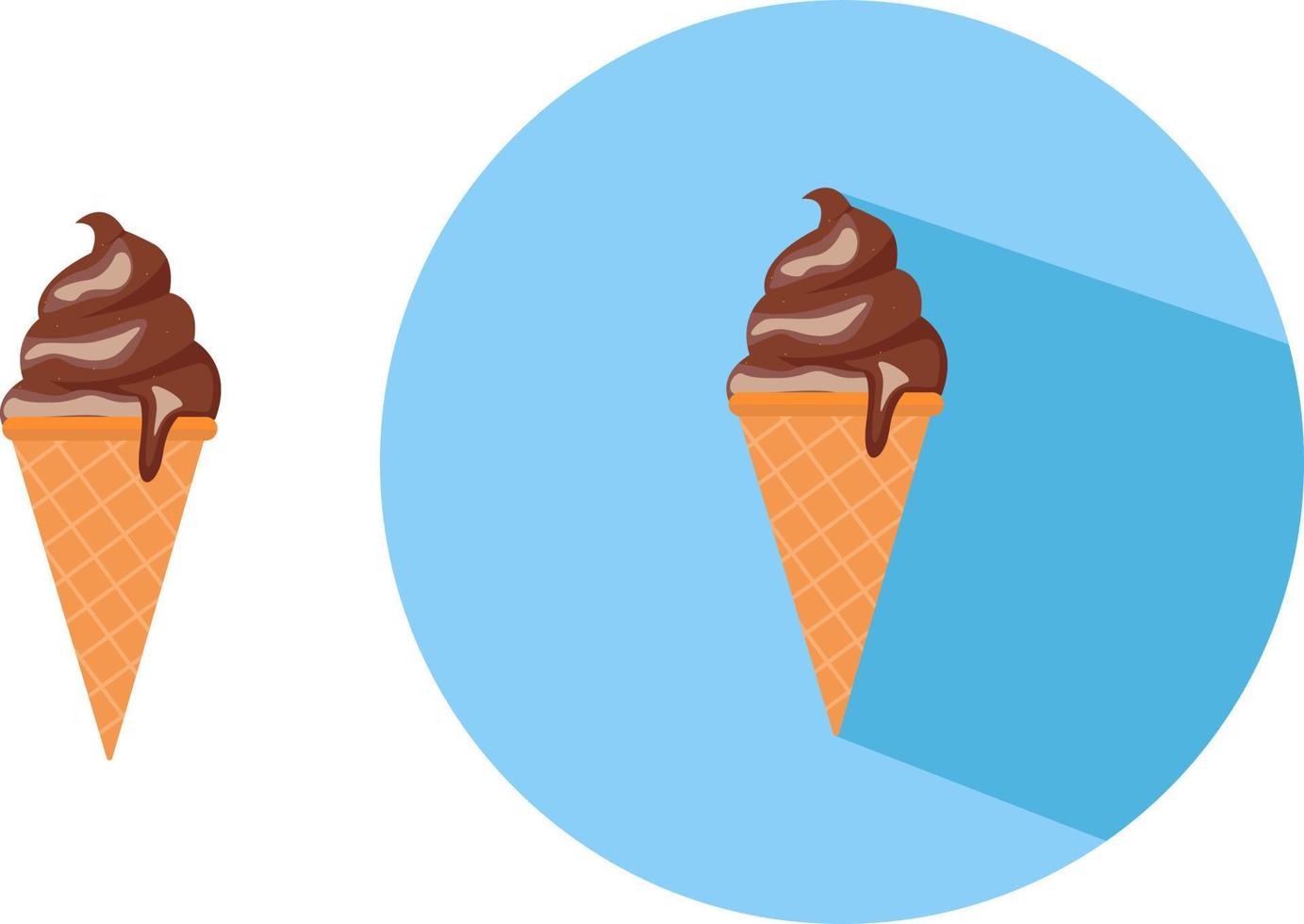 sorvete em um cone, ilustração, vetor em fundo branco.