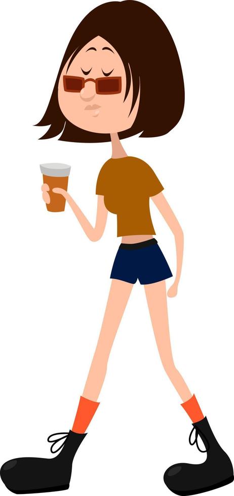 menina com shorts curtos, ilustração, vetor em um fundo branco.