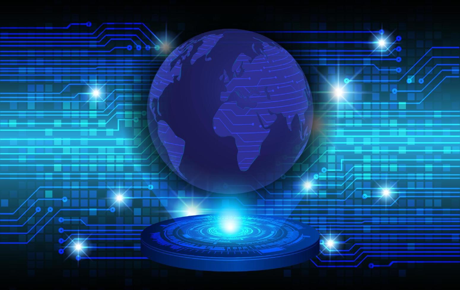 projetor holográfico de mapa do mundo moderno em fundo de tecnologia vetor