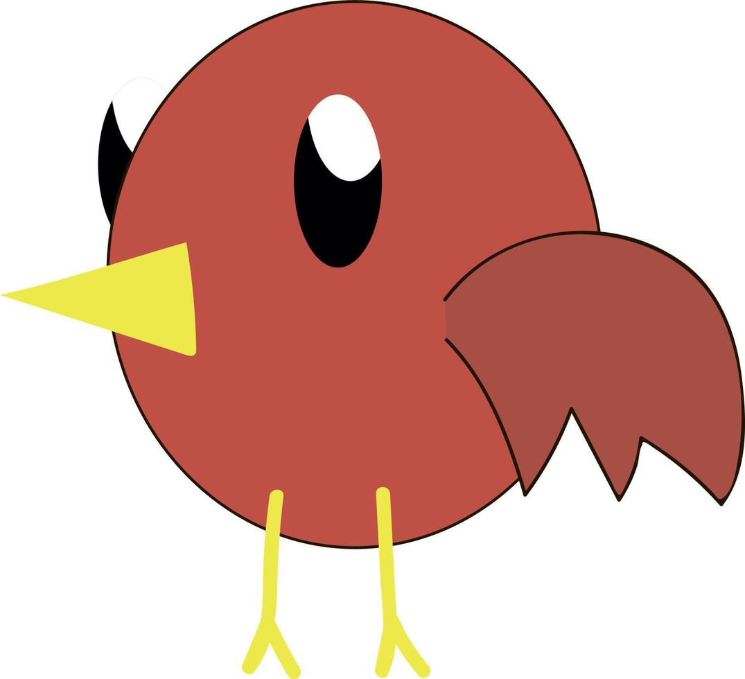 pássaro vermelho com olhos grandes, ilustração, vetor em fundo branco.