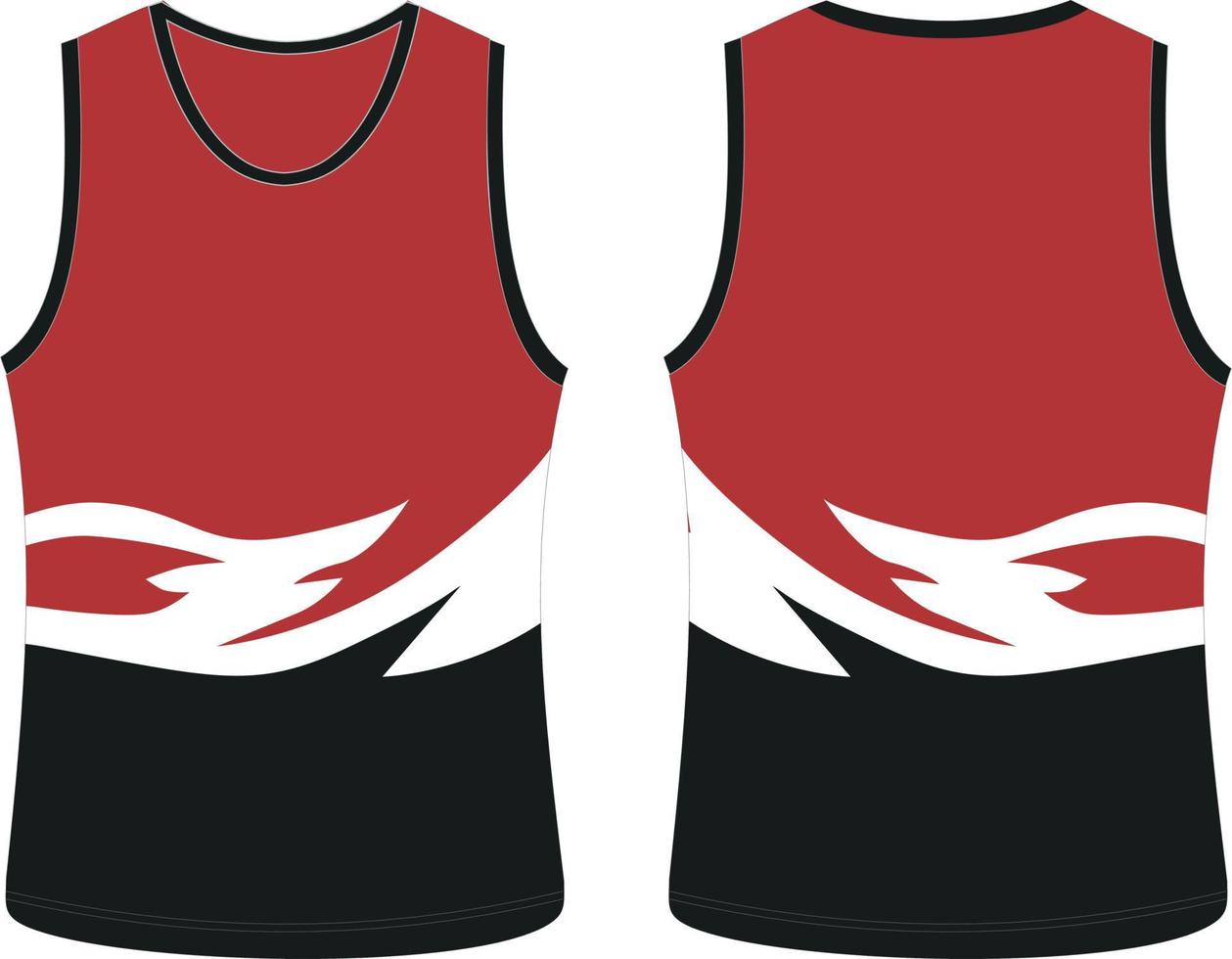 modelo de t-shirt de design de colete de camisa de basquete sem mangas, conceito de camisa esportiva com vista frontal e traseira para homens e mulheres. basquete, camisa de vôlei, tênis, regata e uniforme de badminton vetor